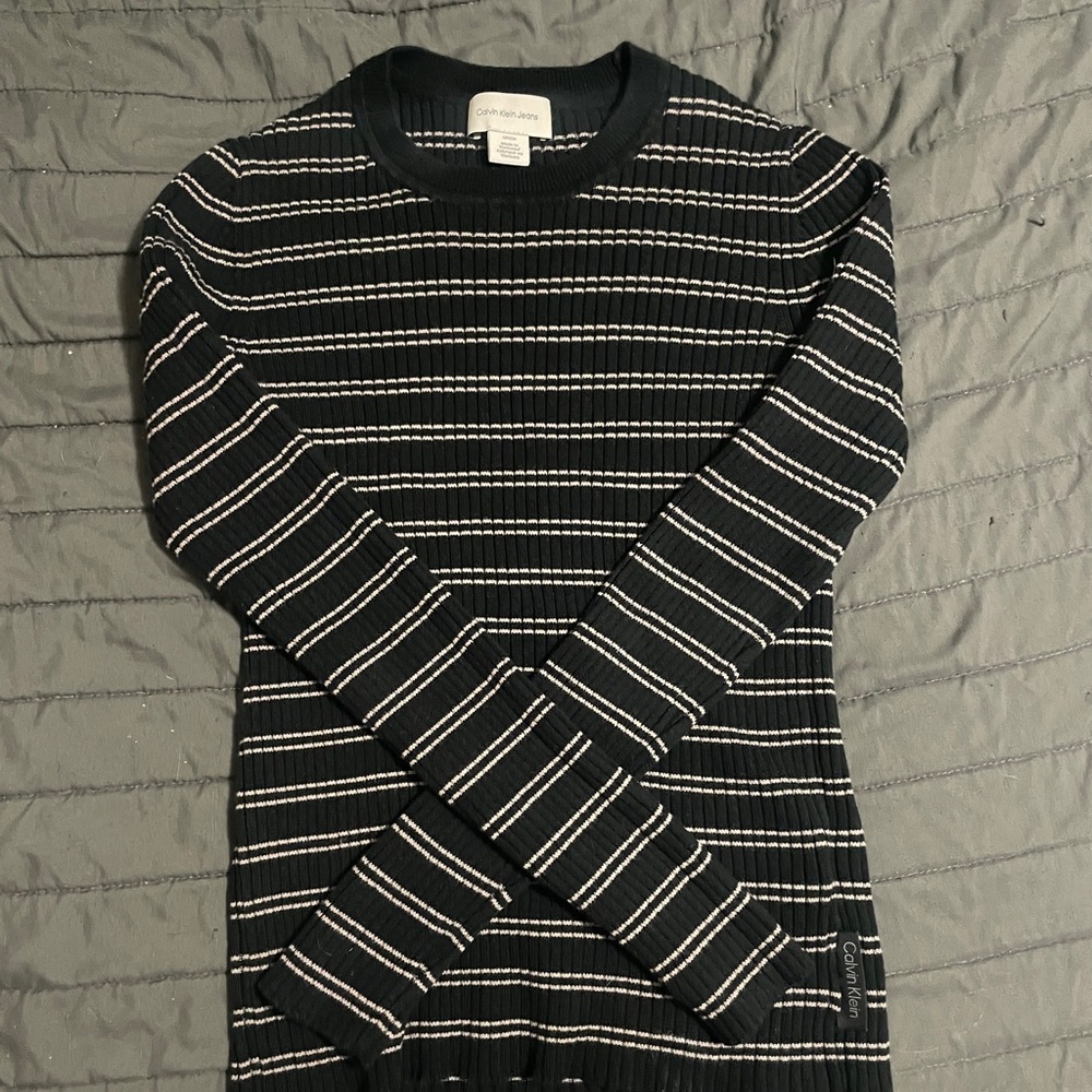 Calvin Klein Jeans Black Sweater with White Stripes